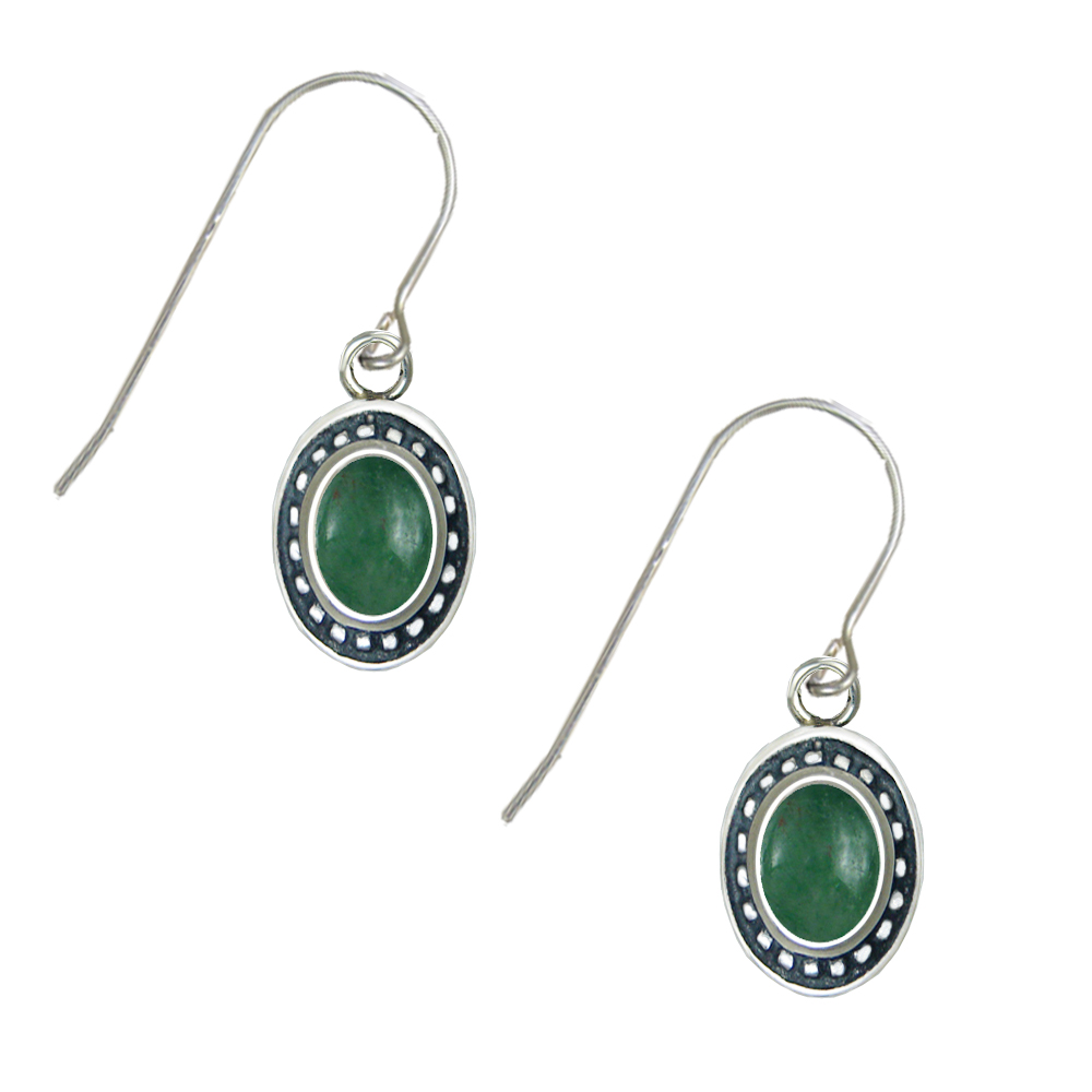 Sterling Silver Jade Gemstone Drop Dangle Earrings